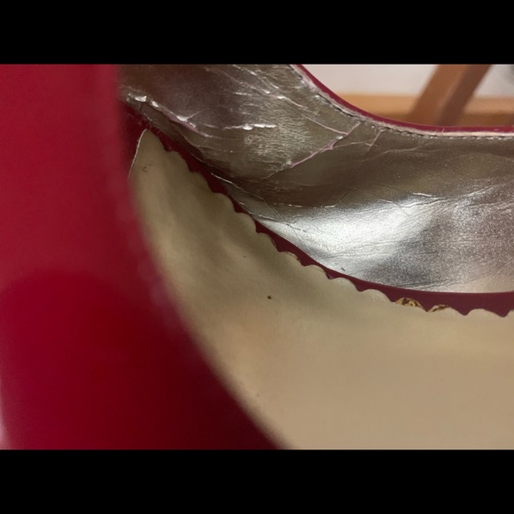 JS peep toe red patent pumps size  7.5 - Picture 4 of 5